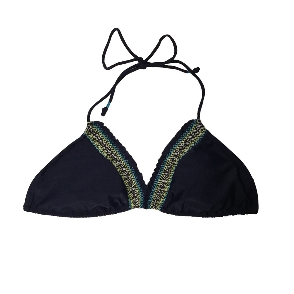 AMERICAN EAGLE OUTFITTERS - Black String Bikini Top with Smocked Detail - Size L